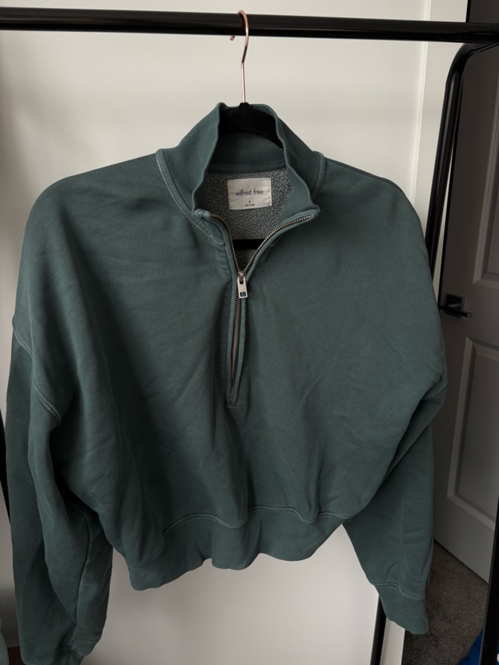 Wilfred free women’s Half-Zip Pullover Sweater - Deep Teal